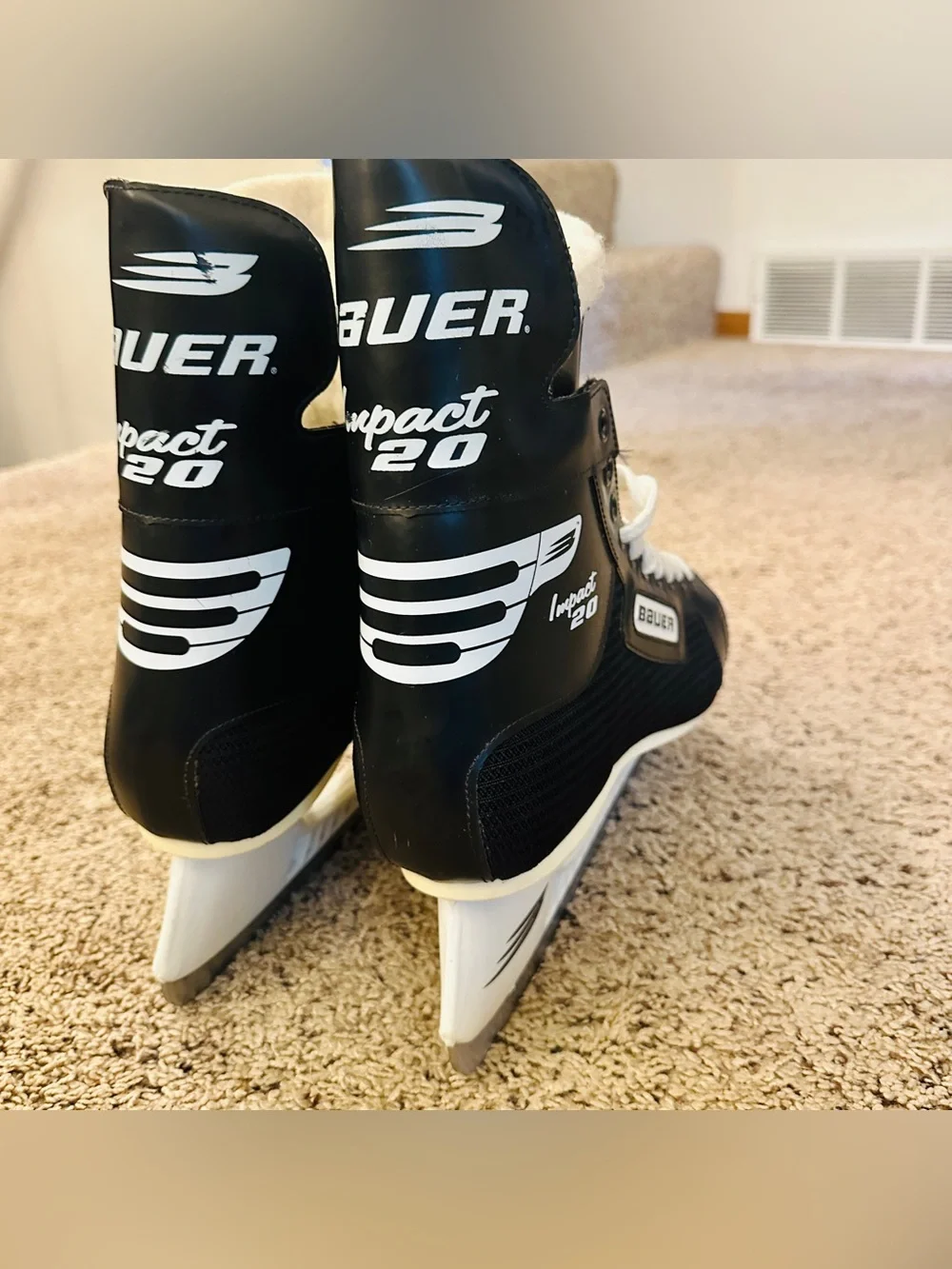 Bauer Impact 20 Men's Black Hockey Skates with White Accents